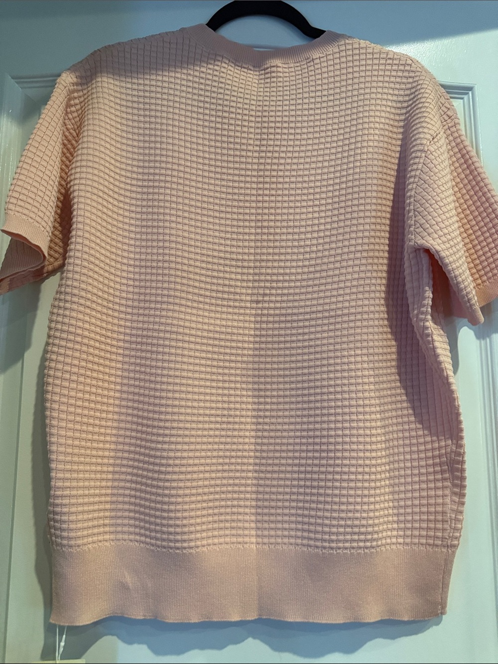 HALARA Soft Pink Waffle Knit Short Sleeve Sweater NWT SIZE L - Picture 6 of 6